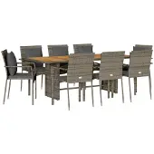 Syfax 7-tlg. Garten-Essgruppe mit Kissen Grau Poly Rattan