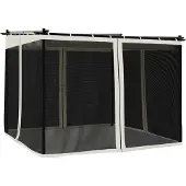Syfax Pavillon mit Netzwände Creme 3x3 m Stahl