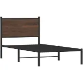 Syfax Metallbett ohne Matratze Braun Eichen-Optik 90x190 cm