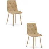 Leobert LIBRA Stuhl - brauner Stoff / holzfarbene Beine x 2