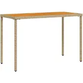 Syfax Gartentisch mit Akazienholz-Platte 115x54x74 cm Poly Rattan