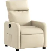 Syfax Relaxsessel Creme Stoff, manuell verstellbar, gepolstert, Seitentasche, 66x89,5x95,5 cm