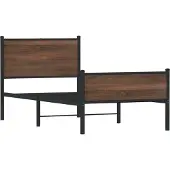 Syfax Metallbett ohne Matratze Braun Eichen-Optik 80x200 cm
