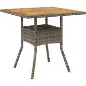 Syfax Gartentisch mit Akazienholz-Platte Grau 80x80x75 cm Poly Rattan
