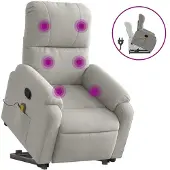 Syfax Massagesessel mit Aufstehhilfe Hellgrau Mikrofasergewebe