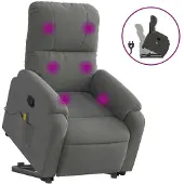 Syfax Massagesessel mit Aufstehhilfe Dunkelgrau Mikrofasergewebe