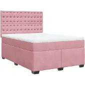 Syfax Boxspringbett mit Matratze Rosa 140x200 cm Samt