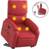 Syfax Massagesessel mit Aufstehhilfe Rot Kunstleder