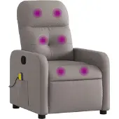 Syfax Massagesessel Stoff Taupe mit 6-Punkt-Vibrationsmassage, manueller Liegefunktion, 66x89x96 cm