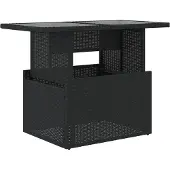 Syfax Gartentisch mit Glasplatte Schwarz 100x55x73 cm Poly Rattan
