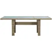 Syfax Garten-Esstisch Braun 200x100x74 cm Glas und Poly Rattan
