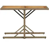 Syfax Gartentisch Beige Massivholz Akazie und Poly Rattan