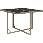 Syfax Gartentisch Beige 109x107x74 cm Poly Rattan und Glas