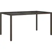 Syfax Gartentisch 150x90x75 cm Gehärtetes Glas Poly Rattan Braun