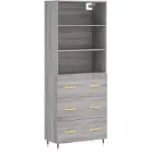 Syfax Highboard Grau Sonoma 69,5x34x180 cm Holzwerkstoff