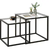 Sonstiges Moderne Quadratische Glas Couchtische 2er Set in Schwarz 50/45 cm