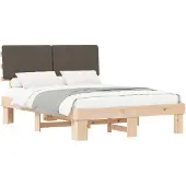 Syfax Bettgestell mit gepolstertem Kopfteil Taupe 150 x 200 cm