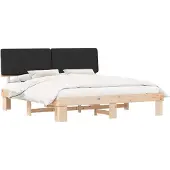Syfax Bettgestell mit gepolstertem Kopfteil Schwarz 180 x 200 cm