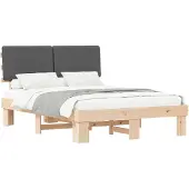 Syfax Bettgestell mit gepolstertem Kopfteil Dunkelgrau 150 x 200 cm