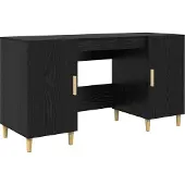 Syfax Schreibtisch mit Regal Schwarz Eichen-Optik 140 x 50 x 75 cm