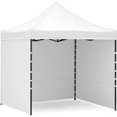 AGA Faltpavillon Verkaufsstand Weiß 300x300x328 cm, 3 abnehmbare Seitenwände, höhenverstellbar