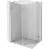 Mexen Lunar Fünfeck-Duschkabine rechts 90 x 100 cm, transparent, gold - 831-090P-100L-50-00-P