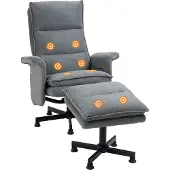 Aosom Massagesessel mit Fußhocker, Elektrischer Fernsehsessel mit Leinenoptik