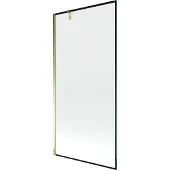 Mexen Next Badewannenabtrennung, 1-flügelig, 90 x 150 cm, schwarzer Rahmen, Gold - 895-090-000-00-70-50