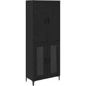 Syfax Highboard Schwarz Eichen-Optik 69,5 x 34 x 180 cm Holzwerkstoff