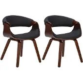 CLP 2er Set Esszimmerstuhl Foley Kunstleder - walnuss/schwarz