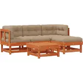 Syfax Garten-Lounge-Set 15 stk. Wachsbraun Massives Kiefernholz