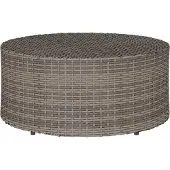 Syfax Couchtisch für draußen Grau Ø 68 x 30 cm Poly-Rattan