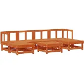 Syfax Garten-Lounge-Set 7 stk. Wachsbraun Massives Kiefernholz