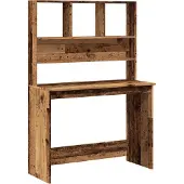 Syfax Schreibtisch mit Regal Altholz-Optik 102x45x148cm Holzwerkstoff