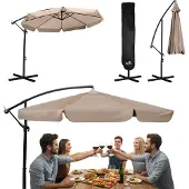 Plonos Klappbarer Gartenschirm, 8 Segmente, 350 cm, mit Bezug, PL-881