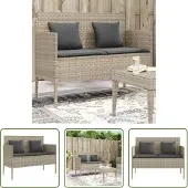 The Living Store Gartenbank mit Kissen Hellgrau Poly Rattan