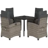 Syfax 5-tlg. Garten-Essgruppe mit Kissen Grau Poly Rattan