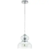 Eglo Rauchglas Pendelleuchte ULLASTE chrom blau Ø25cm H:110cm