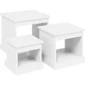 Syfax Couchtische 3 Stk. Weiß Holzwerkstoff