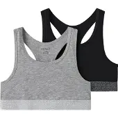 Name it Bustier "NKFSHORT TOP 2P NOOS", Jungen, Gr. 116, N-Gr, 2 tlg., schwarz (schwarz pack:w, grau melange), Jersey, Obermaterial: 95% Baumwolle, 5% Elasthan, meliert, eng, BHs Bustier
