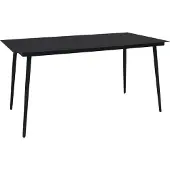 Syfax Garten-Esstisch Schwarz 150x80x74 cm Stahl und Glas