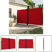 The Living Store Seitenmarkise Ausziehbar Rot 220x600 cm