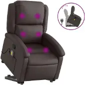 Syfax Massagesessel mit Aufstehhilfe Dunkelbraun Echtleder