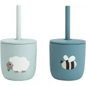 Done by Deer Tiny Farm Silikon 2er-pack Becher Mit Strohhalmen