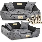 AIO Factory Hundebett KINGDOG 100x75 cm personalisiert wasserdicht Knochen schwarz