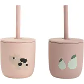Done by Deer Tiny Farm Silikon 2er-pack Becher Mit Strohhalmen