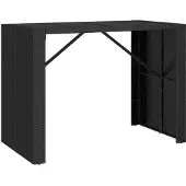 Syfax Bartisch mit Glasplatte Schwarz 145x80x110 cm Poly Rattan