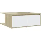 Syfax Couchtisch Weiß und Sonoma-Eiche 80x80x31 cm Holzwerkstoff