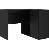 Syfax Eck-Schreibtisch mit Tür Schwarz Eichen-Optik 102 x 88 x 75 cm