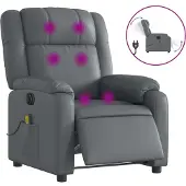 Syfax Massagesessel Elektrisch Grau Kunstleder